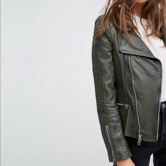 Goosecraft Drape Collar Zip Detail Leather Jacket - Picture 4 of 12